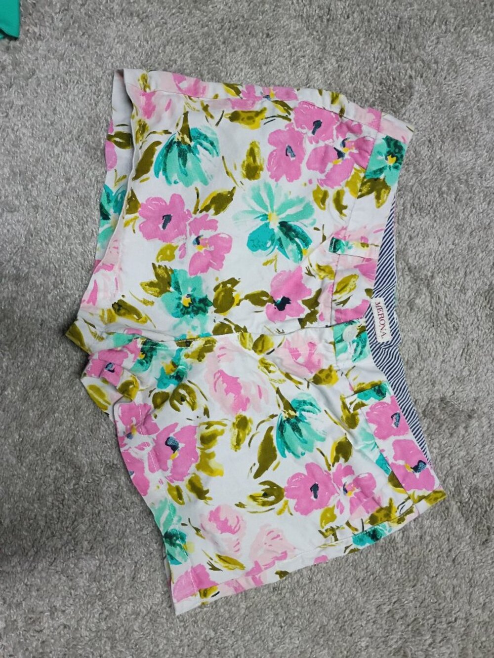 Merona Floral Print 100% Cotton Chino Shorts Size 10